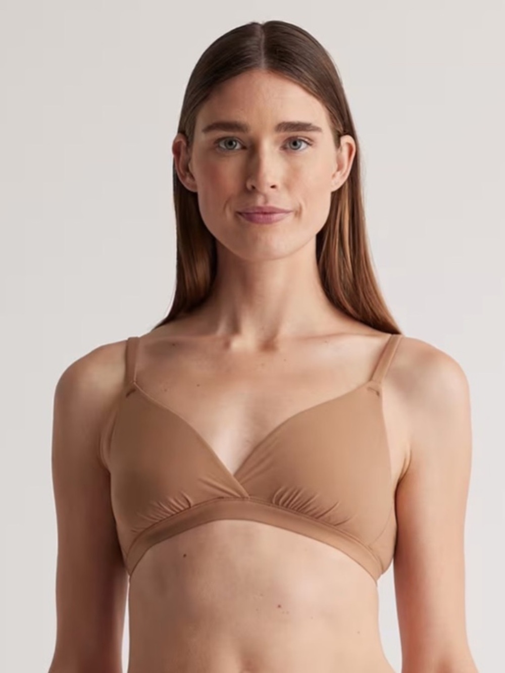 NWOT QUINCE 2 Pack Second Skin Crossover Bralettes Medium Mocha 0993